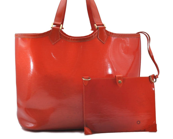 Auth Louis Vuitton Epi Plage Lagoon Bay Tote Bag Clear Orange M92264 LV 4881D