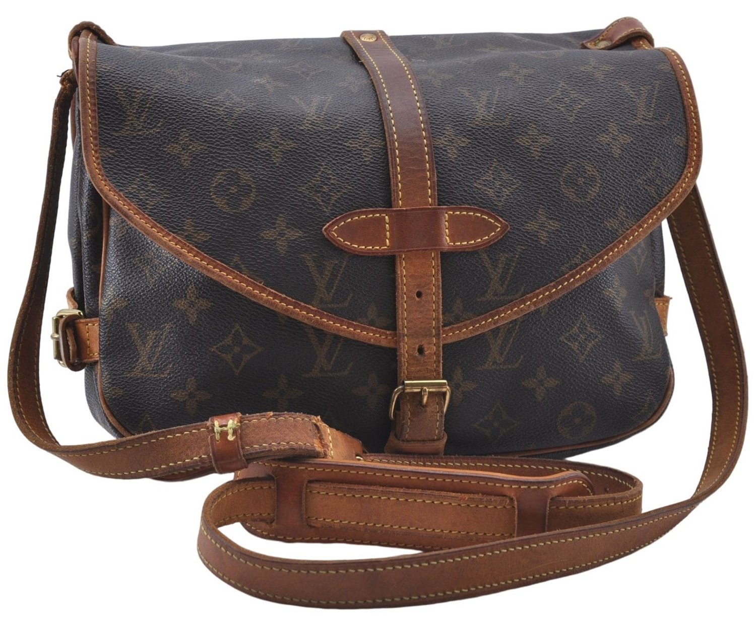 Auth Louis Vuitton Monogram Saumur 30 Shoulder Cross Body Bag M42256 LV 4882D
