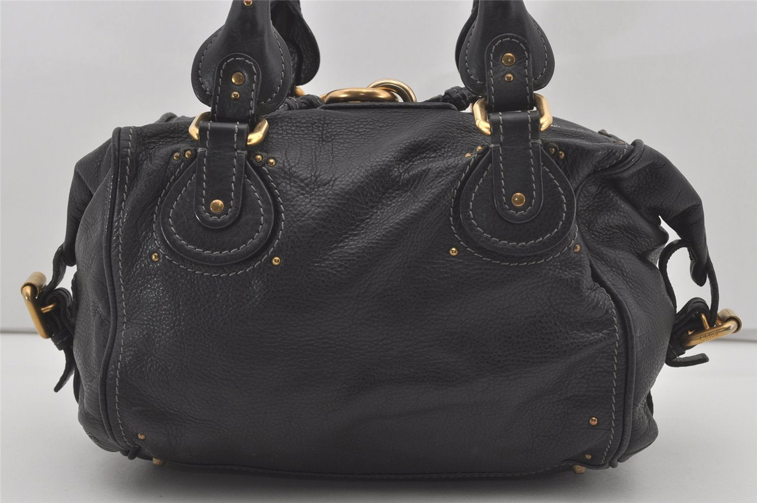 Authentic Chloe Paddington Vintage Leather Shoulder Hand Bag Purse Black 4882I