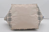 Authentic BURBERRY BLUE LABEL Check Hand Tote Bag Nylon Leather White 4885I