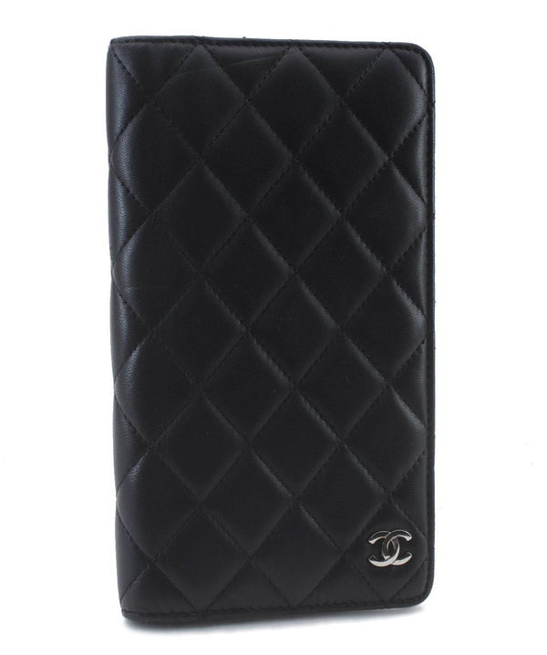 Authentic CHANEL Vintage Lamb Skin Matelasse Notebook Cover Black 4886C