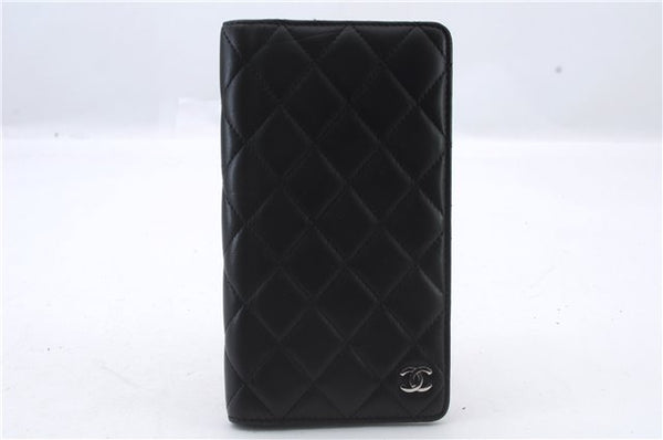 Authentic CHANEL Vintage Lamb Skin Matelasse Notebook Cover Black 4886C