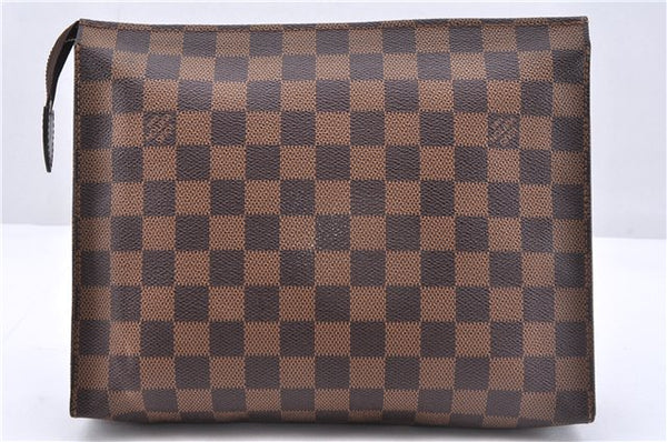 Authentic Louis Vuitton Damier Poche Toilette 26 Cosmetic Pouch N47543 LV 4888E
