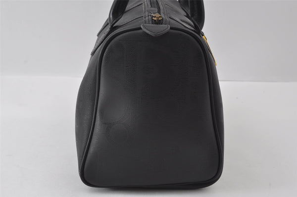 Authentic Christian Dior Trotter Vintage Hand Boston Bag PVC Leather Black 4888I