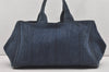 Authentic PRADA Canapa L Vintage Tote Hand Bag Denim Blue 4889I