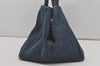 Authentic PRADA Canapa L Vintage Tote Hand Bag Denim Blue 4889I