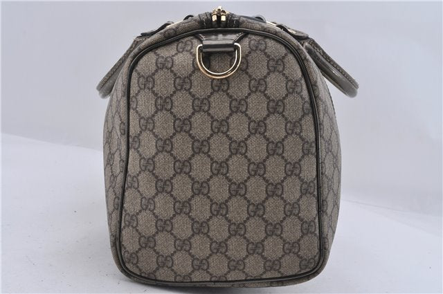 Auth GUCCI Vintage Hand Boston Bag GG PVC Leather 193603 Brown Silver Gray 4890D