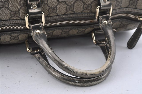 Auth GUCCI Vintage Hand Boston Bag GG PVC Leather 193603 Brown Silver Gray 4890D