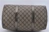 Auth GUCCI Vintage Hand Boston Bag GG PVC Leather 193603 Brown Silver Gray 4890D