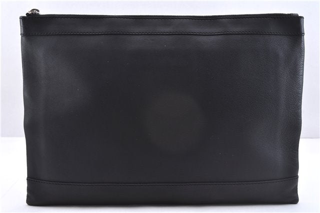 Authentic BALENCIAGA Navy Clip L Clutch Bag Purse Leather 373840 Black 4890E