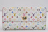 Auth Louis Vuitton Monogram Multicolor Portefeuille Sarah Wallet M93745 LV 4890I