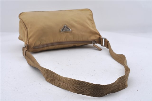 Authentic PRADA Nylon Leather Shoulder Cross Body Bag Purse Beige 4892D