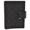 Authentic GUCCI Agenda Notebook Cover Purse GG Canvas Leather 115240 Black 4892I