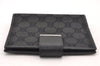 Authentic GUCCI Agenda Notebook Cover Purse GG Canvas Leather 115240 Black 4892I