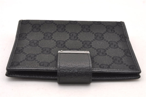 Authentic GUCCI Agenda Notebook Cover Purse GG Canvas Leather 115240 Black 4892I