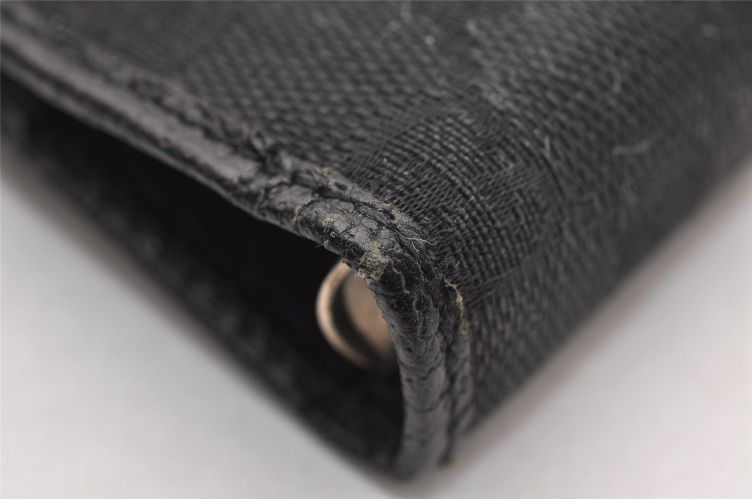 Authentic GUCCI Agenda Notebook Cover Purse GG Canvas Leather 115240 Black 4892I