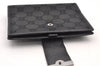 Authentic GUCCI Agenda Notebook Cover Purse GG Canvas Leather 115240 Black 4892I