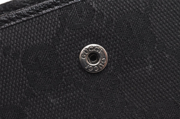 Authentic GUCCI Agenda Notebook Cover Purse GG Canvas Leather 115240 Black 4892I