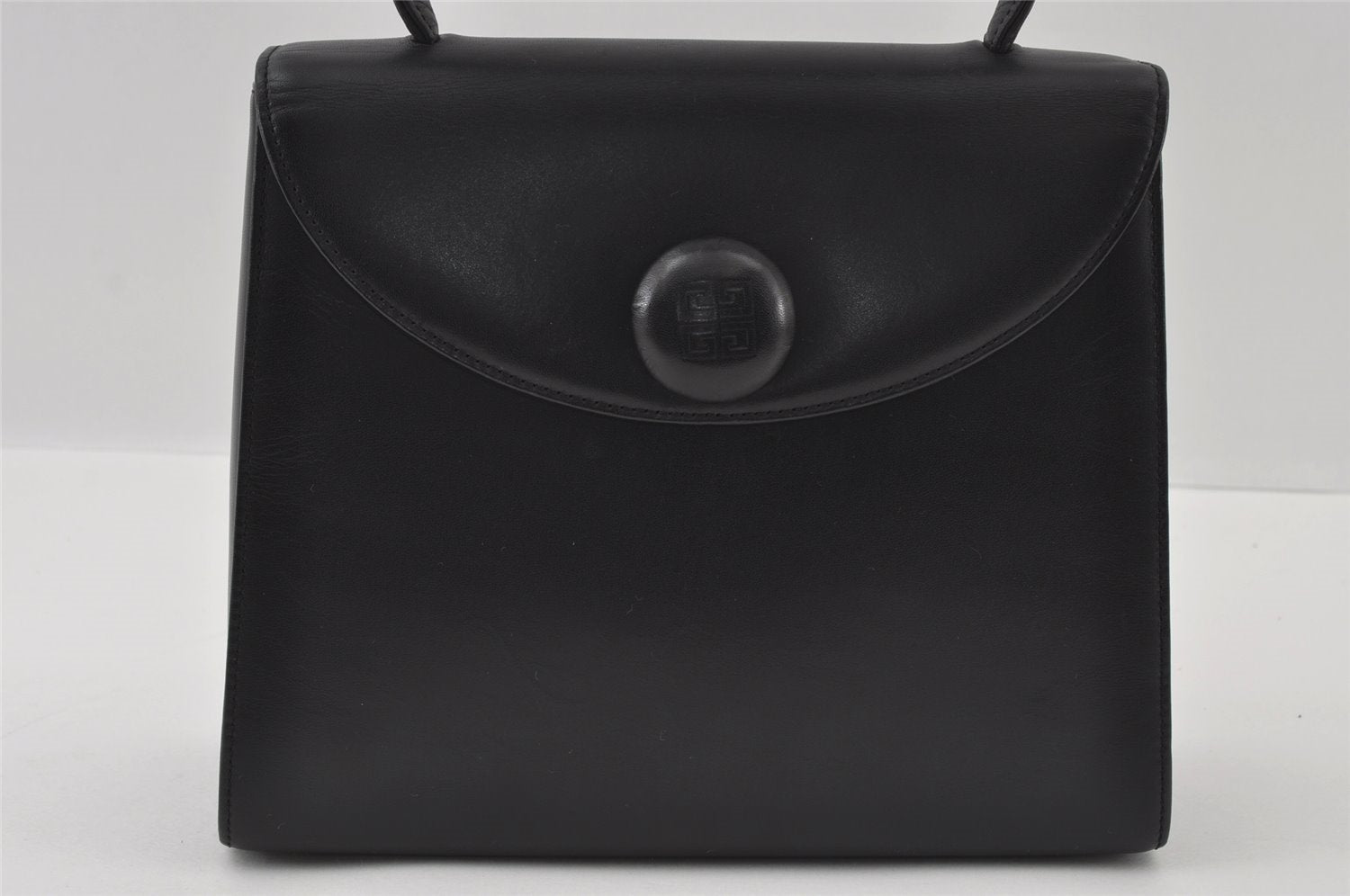 Authentic GIVENCHY Vintage Leather Hand Bag Purse Black 4893I