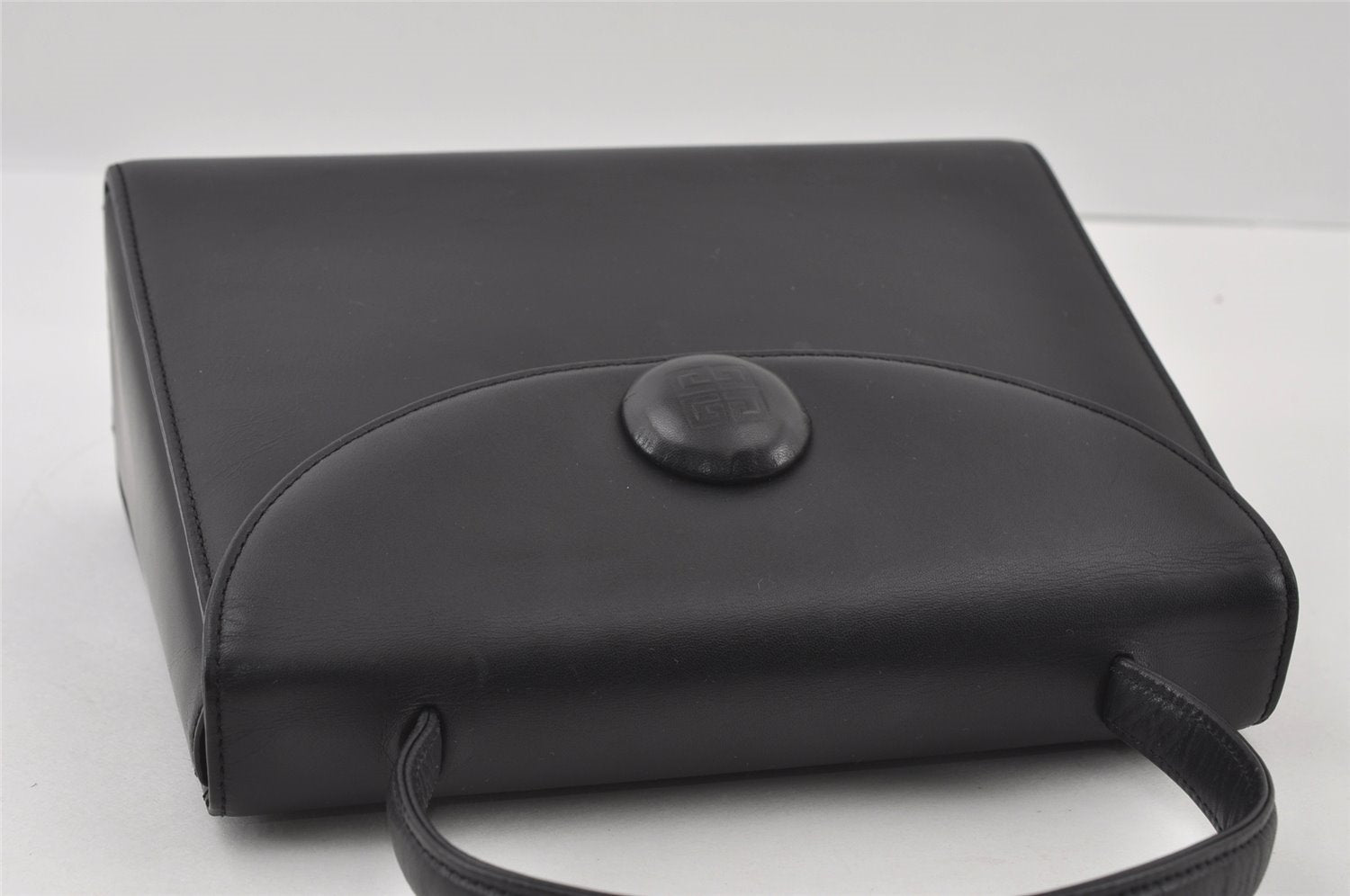 Authentic GIVENCHY Vintage Leather Hand Bag Purse Black 4893I