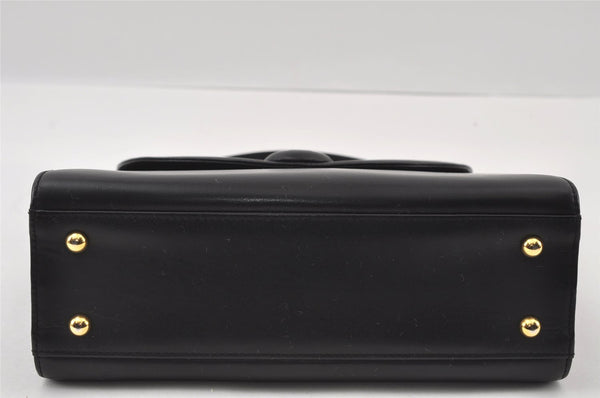 Authentic GIVENCHY Vintage Leather Hand Bag Purse Black 4893I