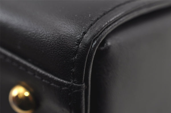 Authentic GIVENCHY Vintage Leather Hand Bag Purse Black 4893I