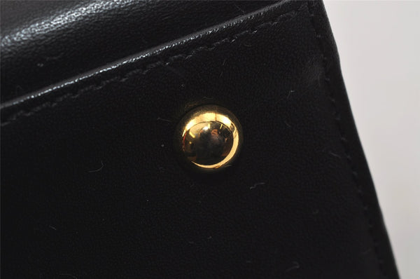 Authentic GIVENCHY Vintage Leather Hand Bag Purse Black 4893I