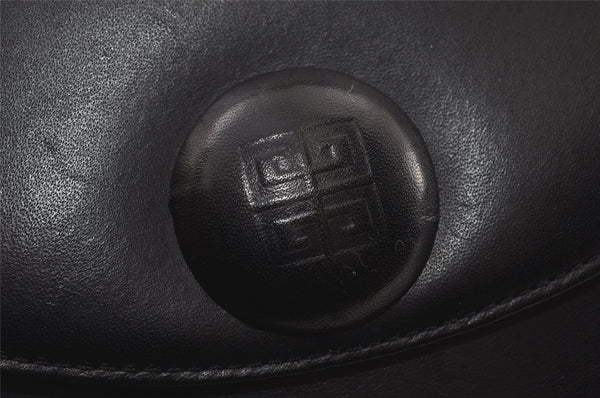 Authentic GIVENCHY Vintage Leather Hand Bag Purse Black 4893I