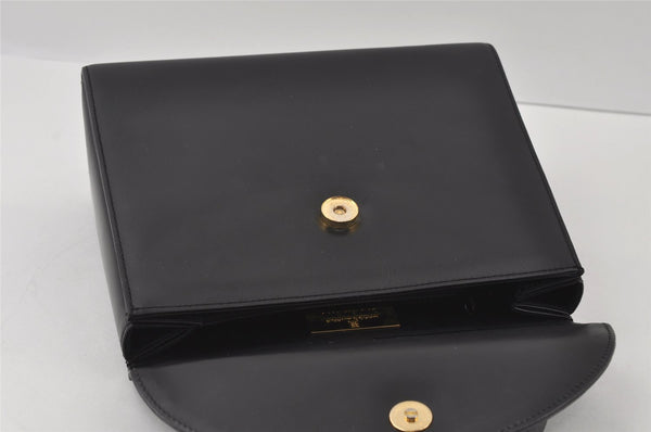 Authentic GIVENCHY Vintage Leather Hand Bag Purse Black 4893I