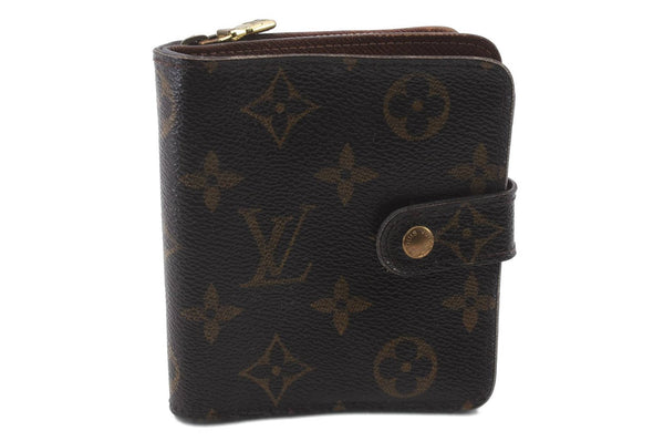 Authentic LOUIS VUITTON Monogram Compact Zip Bifold Wallet M61667 LV 4894C