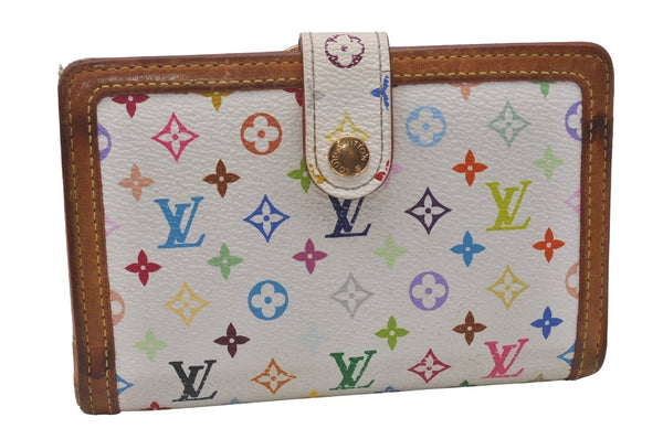 Auth Louis Vuitton Monogram Multicolor Portefeuile Viennois Wallet White 4894I