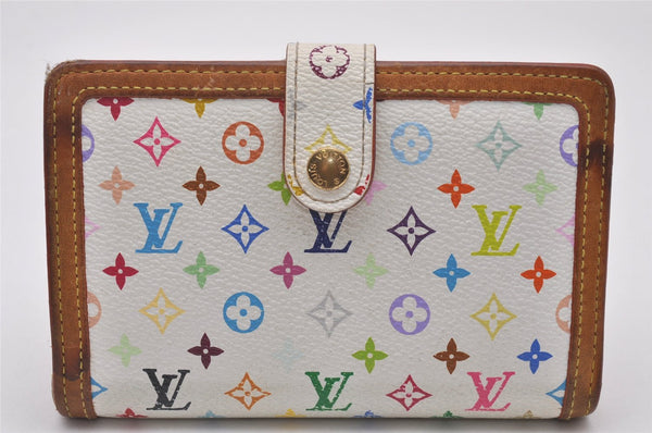 Auth Louis Vuitton Monogram Multicolor Portefeuile Viennois Wallet White 4894I