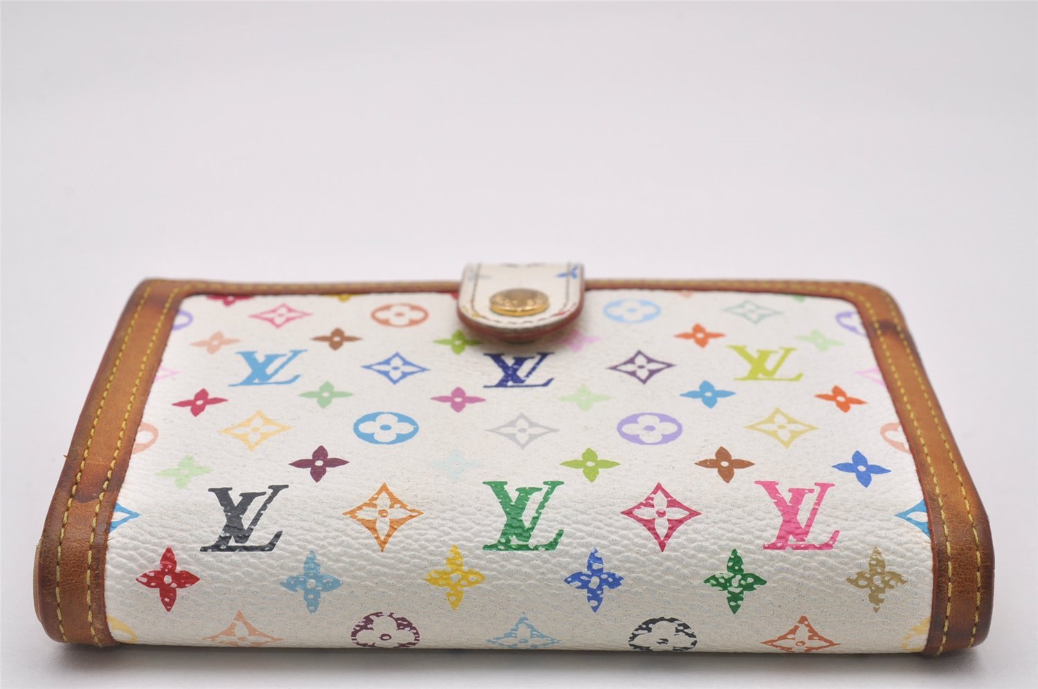 Auth Louis Vuitton Monogram Multicolor Portefeuile Viennois Wallet White 4894I