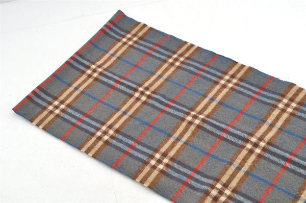 Authentic BURBERRY Vintage Check Cashmere Winter Scarf Stole Blue 4895I