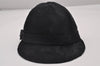 Authentic PRADA Vintage Cap Hat Unborn Calf Leather Size M Black 4896I