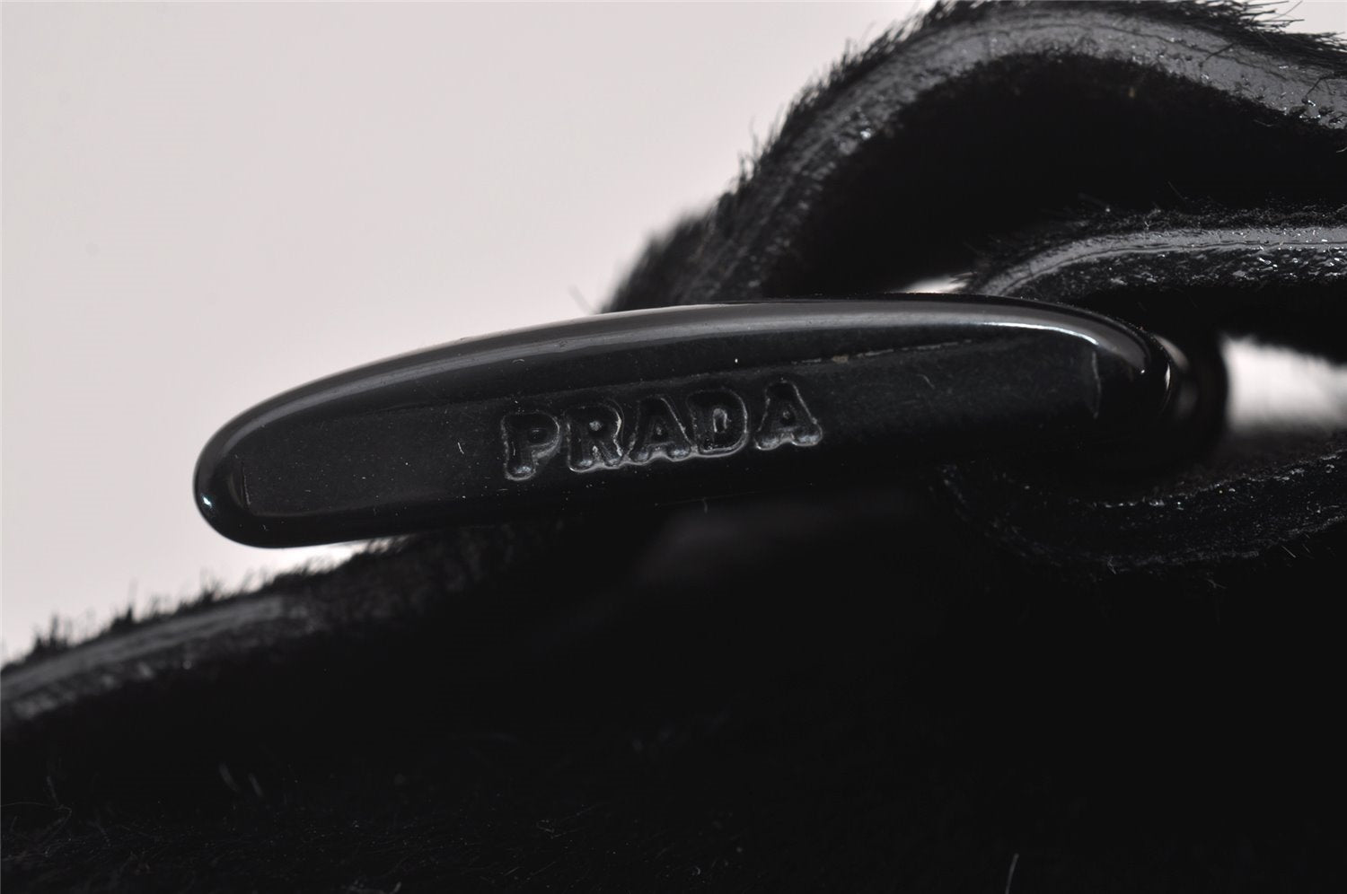 Authentic PRADA Vintage Cap Hat Unborn Calf Leather Size M Black 4896I