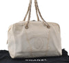 Authentic CHANEL Lamb Skin Vintage Chain Shoulder Tote Bag White CC 4900I
