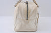 Authentic CHANEL Lamb Skin Vintage Chain Shoulder Tote Bag White CC 4900I