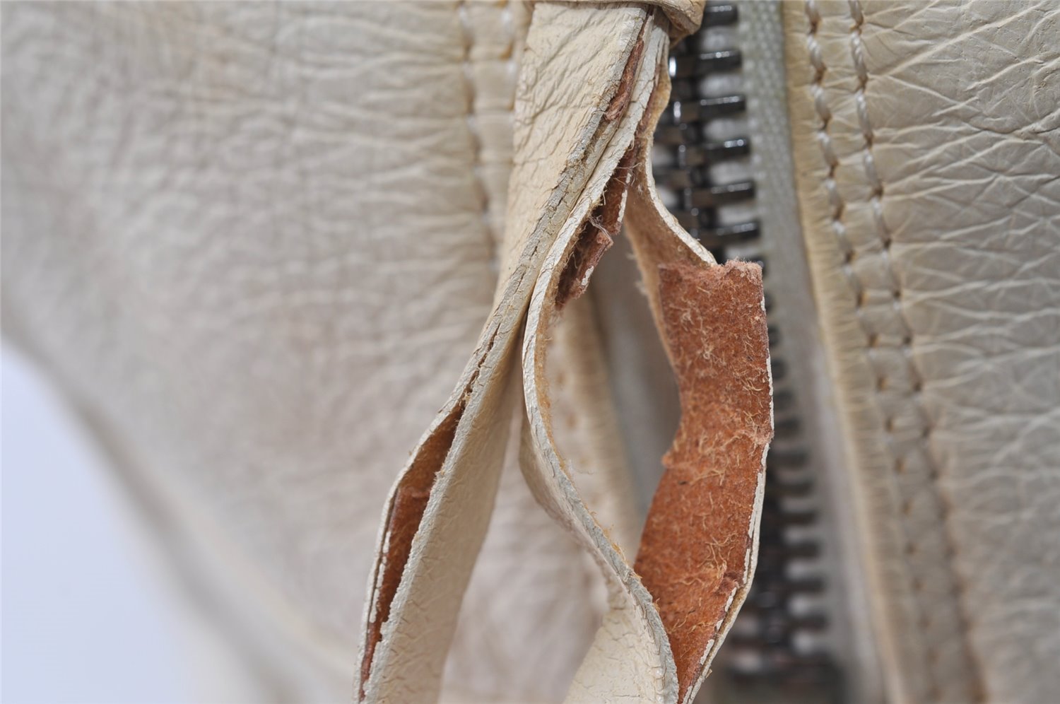 Authentic CHANEL Lamb Skin Vintage Chain Shoulder Tote Bag White CC 4900I