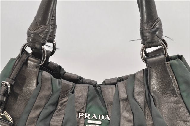 Authentic PRADA Nylon Leather Shoulder Hand Bag Purse Khaki Green 4903D