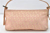 Authentic FENDI Zucchino Shoulder Hand Bag Purse Canvas Leather Pink Beige 4905D