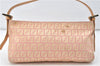 Authentic FENDI Zucchino Shoulder Hand Bag Purse Canvas Leather Pink Beige 4905D