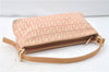 Authentic FENDI Zucchino Shoulder Hand Bag Purse Canvas Leather Pink Beige 4905D