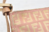 Authentic FENDI Zucchino Shoulder Hand Bag Purse Canvas Leather Pink Beige 4905D