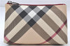 Authentic BURBERRY Vintage Nova Check Pouch Purse PVC Beige 4907E