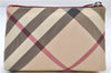 Authentic BURBERRY Vintage Nova Check Pouch Purse PVC Beige 4907E