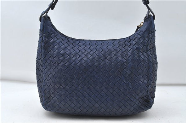 Authentic BOTTEGA VENETA Intrecciato Leather Shoulder Cross Body Bag Navy 4914D