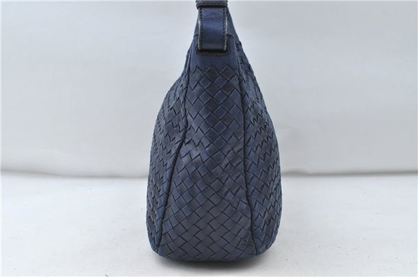 Authentic BOTTEGA VENETA Intrecciato Leather Shoulder Cross Body Bag Navy 4914D