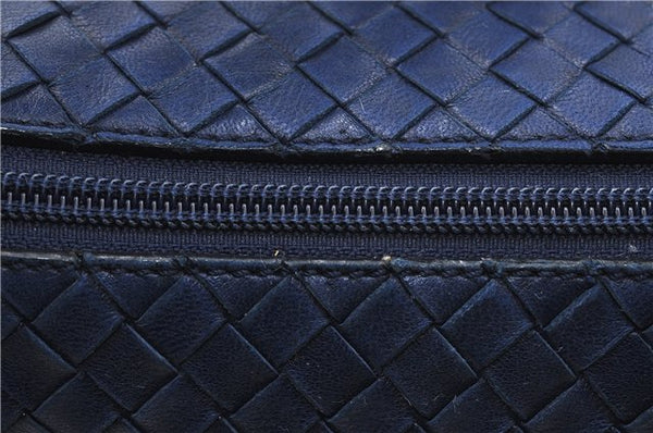 Authentic BOTTEGA VENETA Intrecciato Leather Shoulder Cross Body Bag Navy 4914D