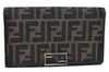 Authentic FENDI Zucca Wallet Canvas Leather Brown 4914H